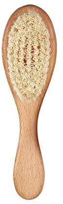 HUAYINGMEI Baby-Haarbürste mit Holzgriff und superweichen Ziegenborsten für Neugeborene und Kleinkinder, Braun