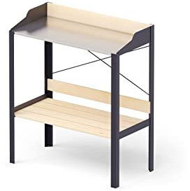 Upyard Planting Table Modern – modernt växtbord av naturträ – upphöjt väderbeständigt trädgårdsbord för balkong och trädgård, 80 x 39 x 92, naturträ