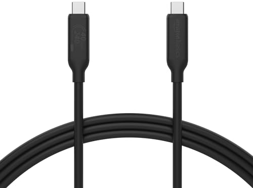 Amazon Basics Câble de charge rapide USB-C vers USB-C 4, 40 Gbit/s, vidéo 8K, 240 W, Thunderbolt 4/3, certifié USB-IF, pour Apple iPhone 16/15, iPad, Samsung Galaxy, tablettes, ordinateurs, 1 m, noir