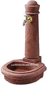 Fuente de Jardin Decorativa Imitación Piedra Rojiza Natural 90x44x52 cm | Fuente de Agua para Decoración Exterior | Fuentes para Jardines