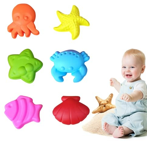 Sandspielzeug Kinder Strandspielzeug 11pcs Sandspielzeug Set, Sandkasten Spielzeug mit Faltbarer Eimer, Schaufel, Sandharke, Sandförmchen, Gartenspielzeug kinder ab 1 2 3 4 Jahre (6 Sandformen)