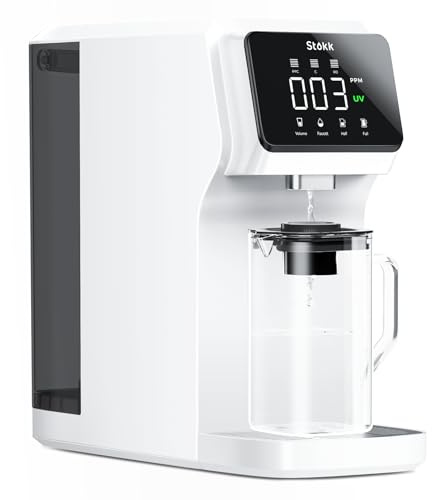 Stokk UV Reverse Osmosis Water Filter Countertop, Carafe Alkaline Mineral Boost, 6 Stage RO Water Filtration System, Home Water Purifier for PFAS Pb TDS, BPA Free, No Installation