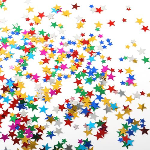 YALiya Konfetti, Pailletten zum Basteln, Glitzerfolie Konfetti, konfetti Glitzer Sterne Pailletten, Deko Weihnachten, Es Kann zur Vorbereitung auf Weihnachten(60g)
