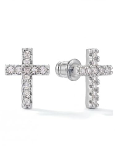 MUMREUES Silver Earrings for Women Small Cross Stud Earrings Jewelry