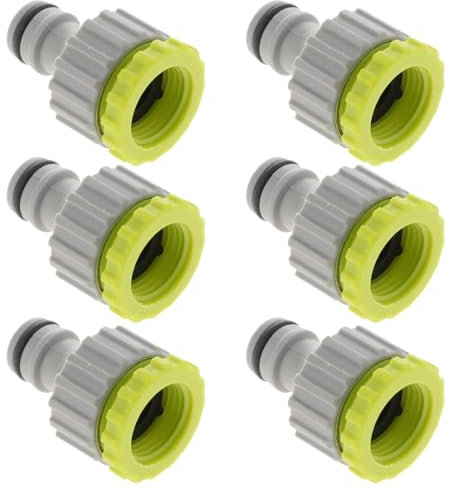 XPEX 6 Piezas Adaptador Manguera, Universal Adaptador Y Reductor Para Unión De Grifo Con Manguera,Plástico Abs 1/2 Y 3/4, Conexión Rápida Y Fácil Para Mangueras De Agua(Verde)