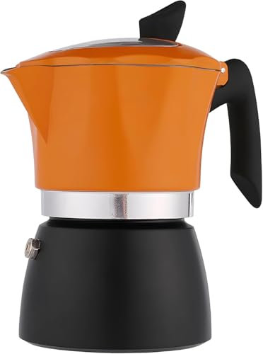 Cafetera para 6 tazas de café expreso, cafetera italiana para estufa, percolador manual de café cubano, cafetera italiana espresso Greca para capuchinos moca, lattes (naranja)