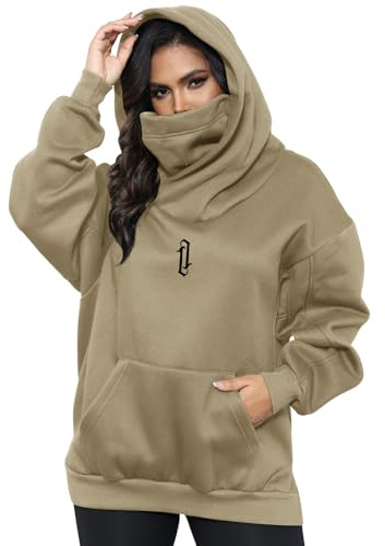 Covisoty Sudaderas con Capucha para Mujeres con Bufanda Suave Suéter Algodón Oversized Casual Hoodie Otoño e Invierno