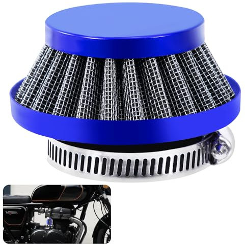 Tunejoy Filtre d'Air Moto 58mm Filtre d'Admission d'Air Moto Remplacement pour ATV la Plupart des Motos Tout-Terrain Quad Dirt Pit Bike 2 Stroke 43cc 47cc 49cc Bleu