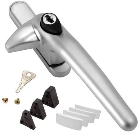 Universal Cockspur Key-Locking Window Handle Kit - Right, Silver/White