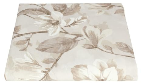 SaRani Tessuto Loneta di Cotone Fantasia Stampa Floreale, Stoffa per Arredo Casa Tovaglie Cuscini Tendaggi H 280 CM Motivo Camelia, Sfondo Beige (Beige, Metro (100x280cm))