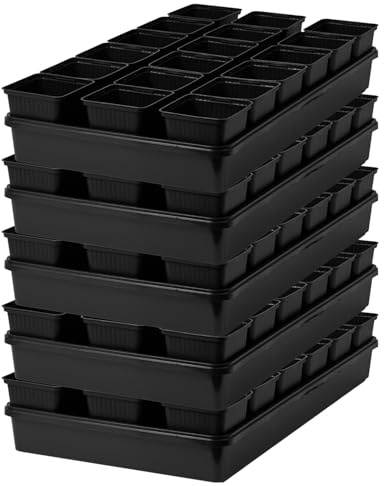Pullmer 18x Anzuchttöpfe eckig mit Untersetzer, Pflanztöpfe für Stecklinge & Samenanzucht, mit Tablett, Shuttle-Trageschalen (Anzuchttöpfe 9x9x9,5 + Untersetzer; 5 Pack)