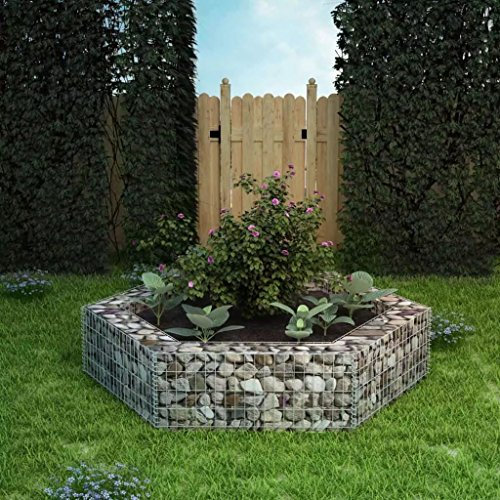 Snsowed Gabbione Letto Rialzato da Giardino Esagonale 200x173x40 cm,Letto da Giardino,Fioriera Giardino Letto,Fioriera da Esterno-142536