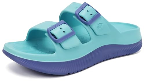 ONCAI Womens Recovery Sandals with Arch Support Plantar Fasciitis Orthotic Adjustable Buckle Open Toe Thick Cushion Outdoor Sport Slides Athletic Comfortable Rubber Soles Size UK 4-9