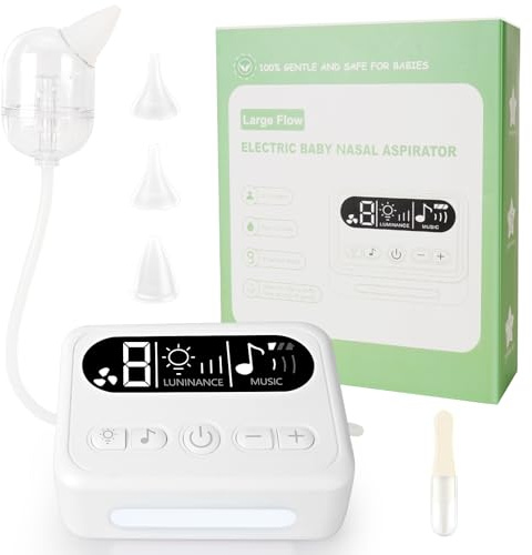 LURICO Aspiratore nasale per bambini, elettrico, 9 livelli di aspirazione, ricaricabile, con luce e musica, per la pulizia del naso automatico