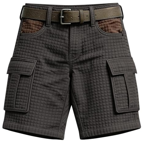 Short Homme Cargo Décontracté Coupe Ample Uni Poches Bermuda Cargo Latérales Fonctionnelles Fermeture Bouton Passants Ceinture Port Quotidien Loisirs Voyage Short De Sport Randonnée Casual