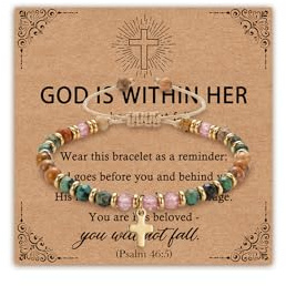 RoseJeopal Christian Cross Bracelets for Women, Adjustable Religious Jewelry, Inspirational Christian Gifts for Baptism Communion Everyday Wear (God)