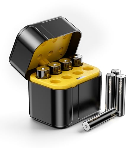 Kit de Pilas Recargables de Litio con Cargador (4 AA + 4 AAA) - Alta Capacidad 3700 mWh - hasta 2500 Ciclos de Vida - Incluye Cargador Rápido