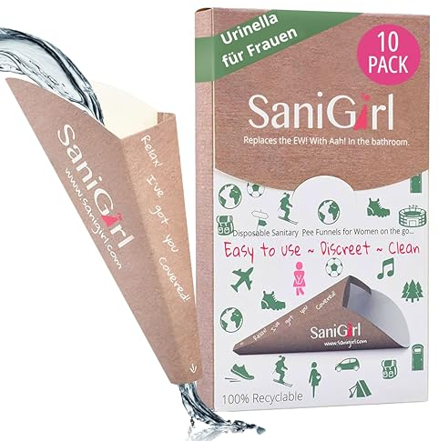 SaniGirl Urinella für Frauen | Pinkelhilfe für Frauen | Frau Stehen Pinkeln Trichter Einweg | Urinierhilfe Frauen | Wandern Zubehör Reise Gadgets Frauen Festival Camping Toiletten (10 Stück)