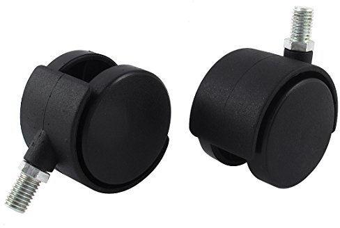 sourcing map 10 x 15mm Threaded Stem Nylon 50mm Swivel Twin Caster Wheels 2pcs