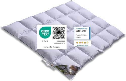 Vitaschlaf Wild Moscovy W4 – medium – året runt-täcke 90 % premiumtäcke – tillverkat i Tyskland Since 1947 – (155 x 220 cm)