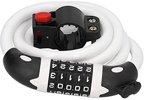 Fahrrad-Codeschloss, Fahrrad 5-stelliges Codeschloss Fahrradsicherheit Diebstahl-Ringschloss Fahrrad-Zahlenschloss Praktisches Fahrradzubehör(Weiß) Radfahren Ersatzteile