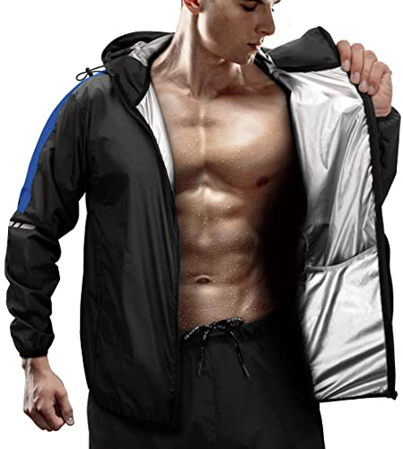 RDX Schwitzanzug Zum Abnehmen, Saunaanzug Reach Oeko TEX 100 Zertifiziert, Kapuzen Anzug Sauna Suit Sweatanzug Sportanzug Trainingsanzug Thermo Sweatsuit Boxen MMA Gym Fitness Laufen Herren Damen