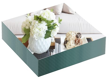 VASUHOME 12 Square Mirrors Candle Plate for Table Centerpieces, Set of 12, 2 mm Thick, Mirror Tiles for Wall, Table Wedding Centerpieces, Party Decor and Crafts