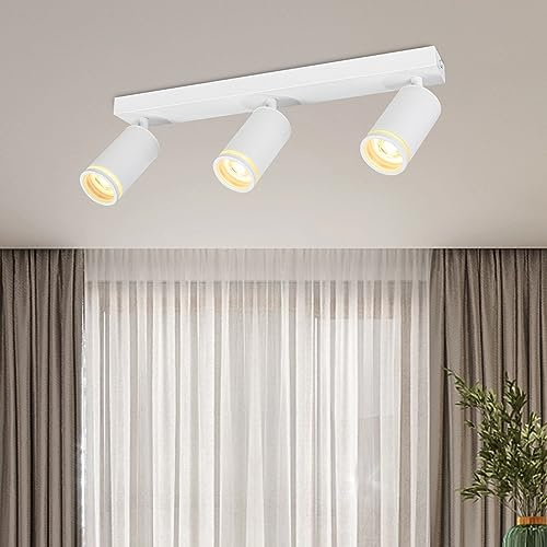 BOYIR Faretti LED Soffitto Bianco, Faretti da Soffitto Orientabili, 3 Lampada Soffitto GU10 Plafoniera Parete Moderna per Bagno, Soggiorno, Corridoio, Cucina, Lampadine GU10 non Incluse