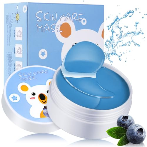 LOPHE Patch Occhi, 60 Pezzi Eye Patch Maschera Occhiaie e Borse, Collagene Patches Occhi per Rimuovi Puffiness, Idrata Anti-Età(Blu)