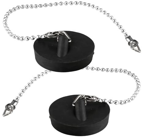 Rumyve 2pcs Universal Sink Plug Stainless Steel Ball Chain Hook,Kitchen and Bathroom Drain Plug,Sink Drain Plug