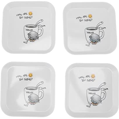 Tomotato 4 Piezas Plato para Refrigerios, Mini Plato Cuadrado para Servir Refrigerios de Frutas de 5,9 Pulgadas para Fiestas Cocinas Bodas, Bandeja de Comida Pequeña para Galletas(Café)