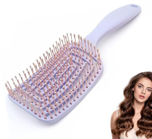 KISUOMAOYI Detangle Hair Brush,Curved Vent Brush and Hair Detangler, Easy Detangling Vented Hair Styling Comb Salon for Long Thick Curly Straight Dry Wet Hair,Styling Hair Brush for Women&Men(Purple)