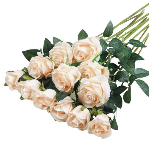 12 Pezzi Fiori Finti per Decorazioni Fiori Finti 51 * 7cm Realisticamente Morbido con Foglie e Stelo Regolabile,Fiori Artificiali per Matrimoni,Bouquet,Feste,Decorazioni per la Casa(Giallo)