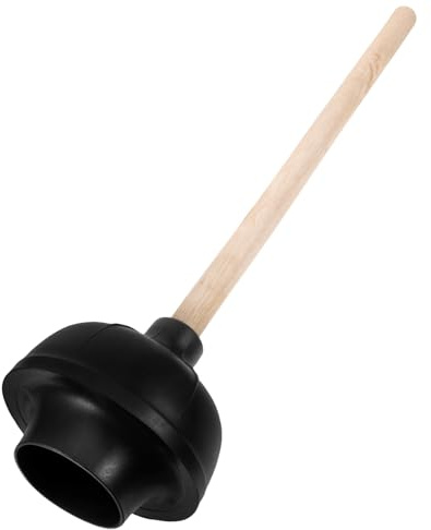IMIKEYA Déboucheur de Toilettes Noir en Caoutchouc Poignée Confortable avec Manche en Bois Ergonomique Ventouse Robuste pour Hôtel et Bureau