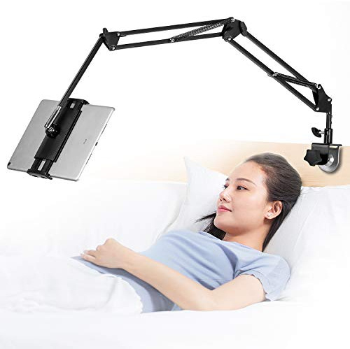 SAMHOUSING Supporto tablet girevole 360°, robusto braccio alluminio per iPad, tablet, telefoni da 4,5 a 12,9 pollici