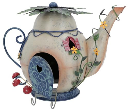 AB Tools Fairy Teapot House Metal Statue Sculpture Home Decor Ornament Garden Yard