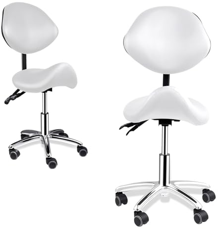 Generisch Asiento De Silla,Silla De Cosmética Ajustable Con Ruedas Con Ruedas | Taburete Ergonómico Hidráulico Con Respaldo | Para Masaje De Cabello Hogar Clínica De Cocina
