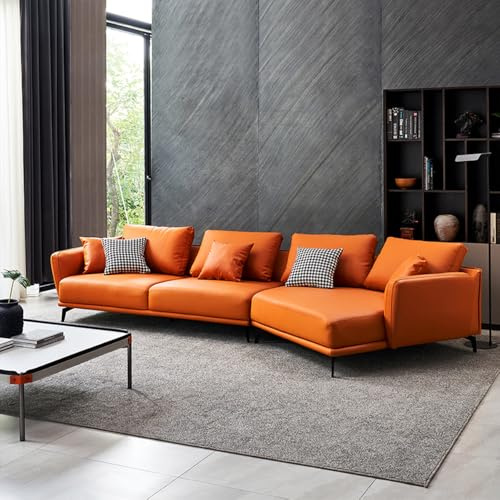 BKSAYAETou Sofá de Esquina de Cuero de Estilo Italiano de Lujo, Simple y de Forma Especial, Espacioso y Suave con Estructura de Madera Maciza, Adecuado para Sala de Estar, Oficina o apartamento.