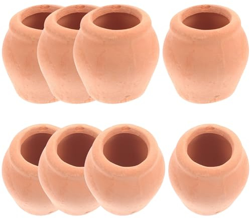 DOITOOL Conjunto de 8 Macetas Pequeñas de Barro Comestible en Cerámica para Suculentas Diseño Original y Adorno Adecuado para Oficina y Hogar