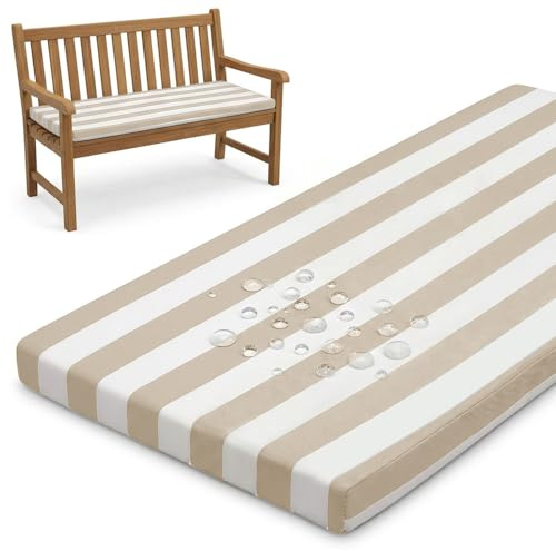 PTKG Cojin Banco Exterior Grosor 5 cm Relleno Cojin Cojines para Banco Impermeable Colchoneta Banco Jardin Cojines Sillas Comedor for Terraza BalcóN Palet Comedor Columpios,Caqui,105x45x5cm