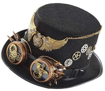 Steampunk Cylinderhatt Gotisk Unisex Portabel Huvudbonad Med Goggle | Halloween Steampunk Cylinderhatt För Fester, Festligheter, Maskeradbaler, Karnevaler, Cosplaykostymer Och Filmrekvisita