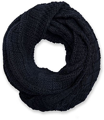 styleBREAKER Unisex Strick Loop Schal kariert, Uni Feinstrick Schlauchschal, Winter Strickschal 01018154, Farbe:Schwarz