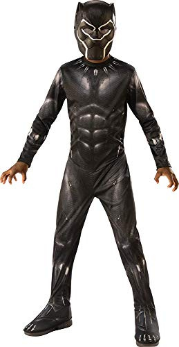 RUBIE'S Avengers Officiel - Déguisement Enfant Classique Black Panther - Taille 7-8 Ans - Costume Super Héros Marvel avec Combinaison Intégrale, Couvre-Bottes et Masque - Pour,