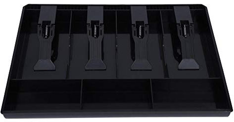 Powerlift Kassenschublade Fach, POS-Kassenschublade Einsatzfach 4 Rechnungen und 3 Münzen, Geldschublade Cash Box Kassen Bis Tray, Schwarz, ABS-Kunststoff, Schlüssel, Edelstahl