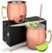 Beyond Moscow Mule Becher 2er Set Kupferbecher - Becher aus Kupfer mit Strohalmen & Geschenkbox I Moskau Mule Kupfertasse Set mit traditionell glatter Oberfläche als Gin Tasse & für Cocktail