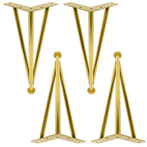 Jolan Tischbeine Aus Metall,Möbelfüße Aus Edelstahl,Bad Ersatzbeine,Höhenverstellung,Wasserdicht/Rostfrei,Dreiecksstabilität,Mit Zubehör,DIY Sofa Füße,Gold,40cm