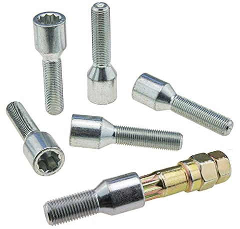 C CARBONADO Lot de 8 Boulons de Sécurité Torx M12x1,5 26mm avec Adaptateur pour Jantes Aluminium et Serrage des Écrous à Étoile