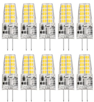 BAOMING G4 LED Bulb 12V JC Type 20W/35W T3 G4 Halogen Replacement 6000K Daylight White 400LM No Flicker G4 Bi-Pin Base Chandelier/Landscape/Microwave Lighting (10-Pack)