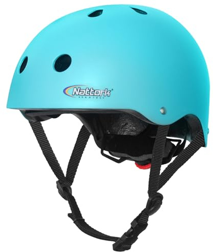 Nattork Kids Helmet Protective Gear, Removable Liner for Multi-Sports Skateboard, Skates, Bike, Scooter Teal Age4-8