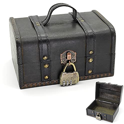 HAOBIN Schatzkiste Schatzkiste Holz Geldtruhe Schatztruhe Mit Schloss 18x12x10 Cm Holztruhe SchmuckkäStchen Schatztruhe Piratentruhe Aufbewahrungsbox Bastel-Geschenkbox Zur Aufbewahrung Und Dekoration